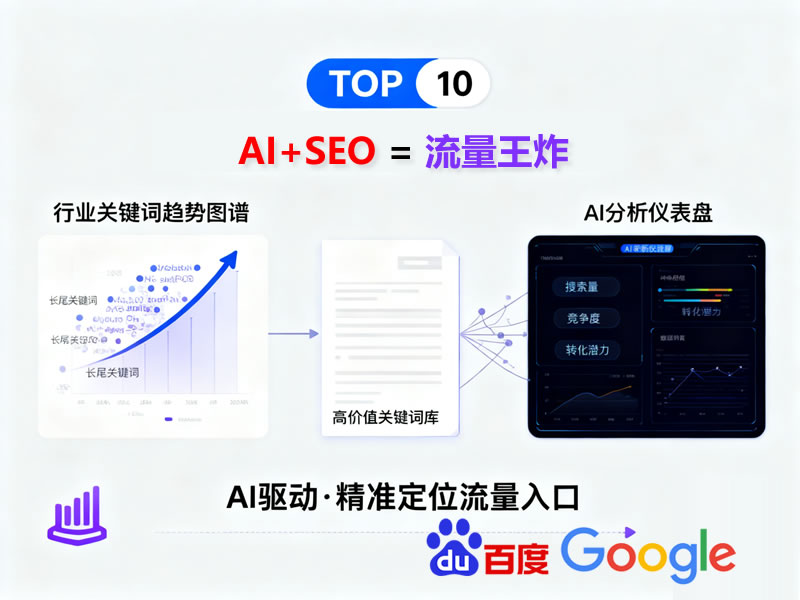 AI SEO服務(wù)展示，人工智能輔助SEO優(yōu)化的界面示意圖